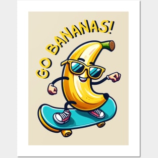 Skateboarding Banana Fun Shirt Posters and Art